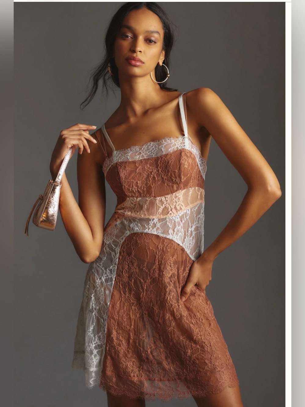 Sleeveless Colorblock Lace Mini Dress